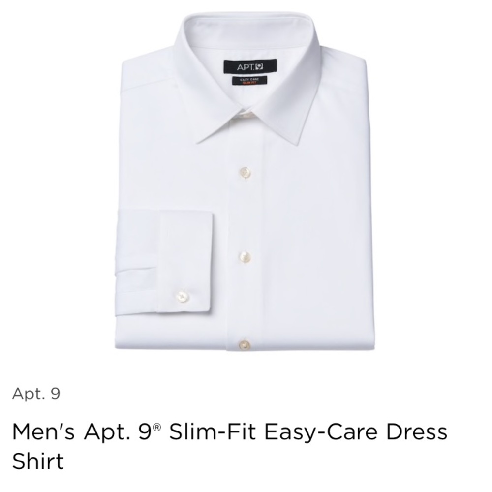 NWT Men’s Apt. 9 Slim Fit Easy Care Dress Shirt